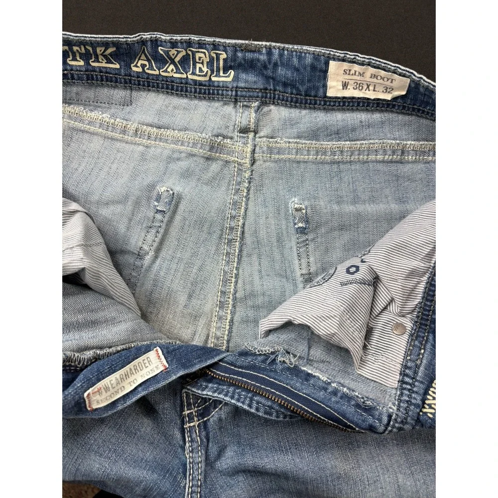 TK Axel Slim Boot Jeans‎ Men's W36 L32 Med Wash Blue Denim Casual